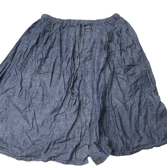 Chambray Denim Midi Skirt with Button Front - Picture 1 of 1